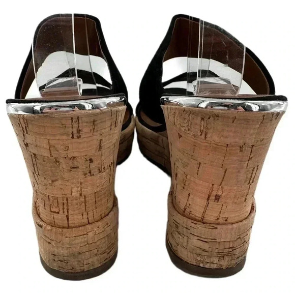 Franco Sarto womens size 8 38 black suede chunky platform slides - Picture 3 of 12